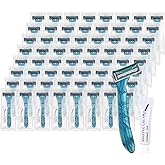 Lilingsty Disposable Razors Bulk, Blue Razors Individually Wrapped Bulk, With Shaving Cream For Hotels, Shelters, Homeless, Nursing Homes, Charities, Churches (60-PACK)