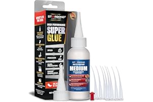 Starbond Medium Super Glue Pro Kit (2 oz) – Strong, Fast-Bonding CA Glue (Cyanoacrylate Adhesive) – with Clog-Resistant Cap, Microtips & Extra Nozzle for Quick Fixes, Woodworking, Hobby Models