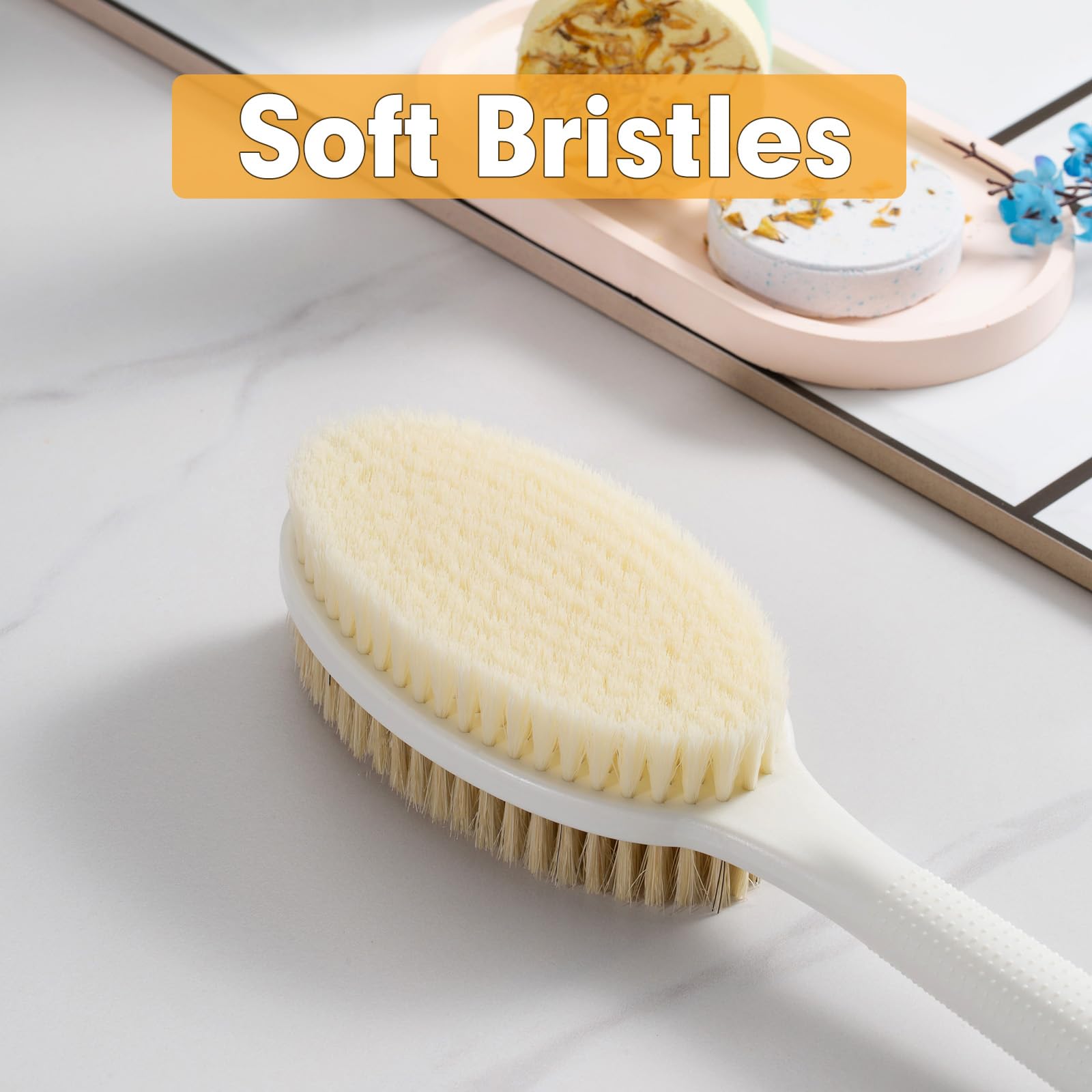 Backski Hand Held for Dry Brushing, Dry Brush for Lymphatic Drainage, Exfoliating Skin Brush with Soft and Stiff Bristles, 2-Pack Replacement Head for 19