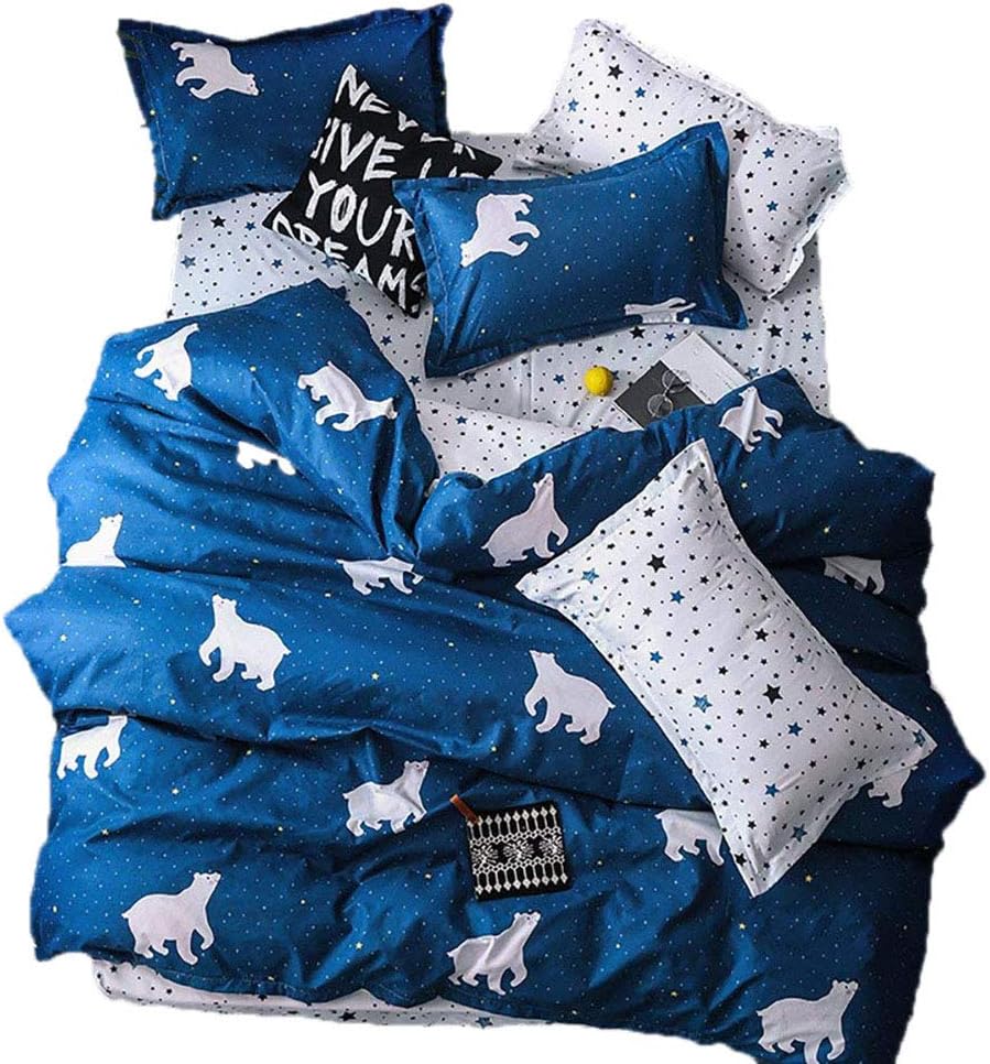 Sookie 3Pcs Blue and White Cartoon Polar Bear Bedding Set for Kids
