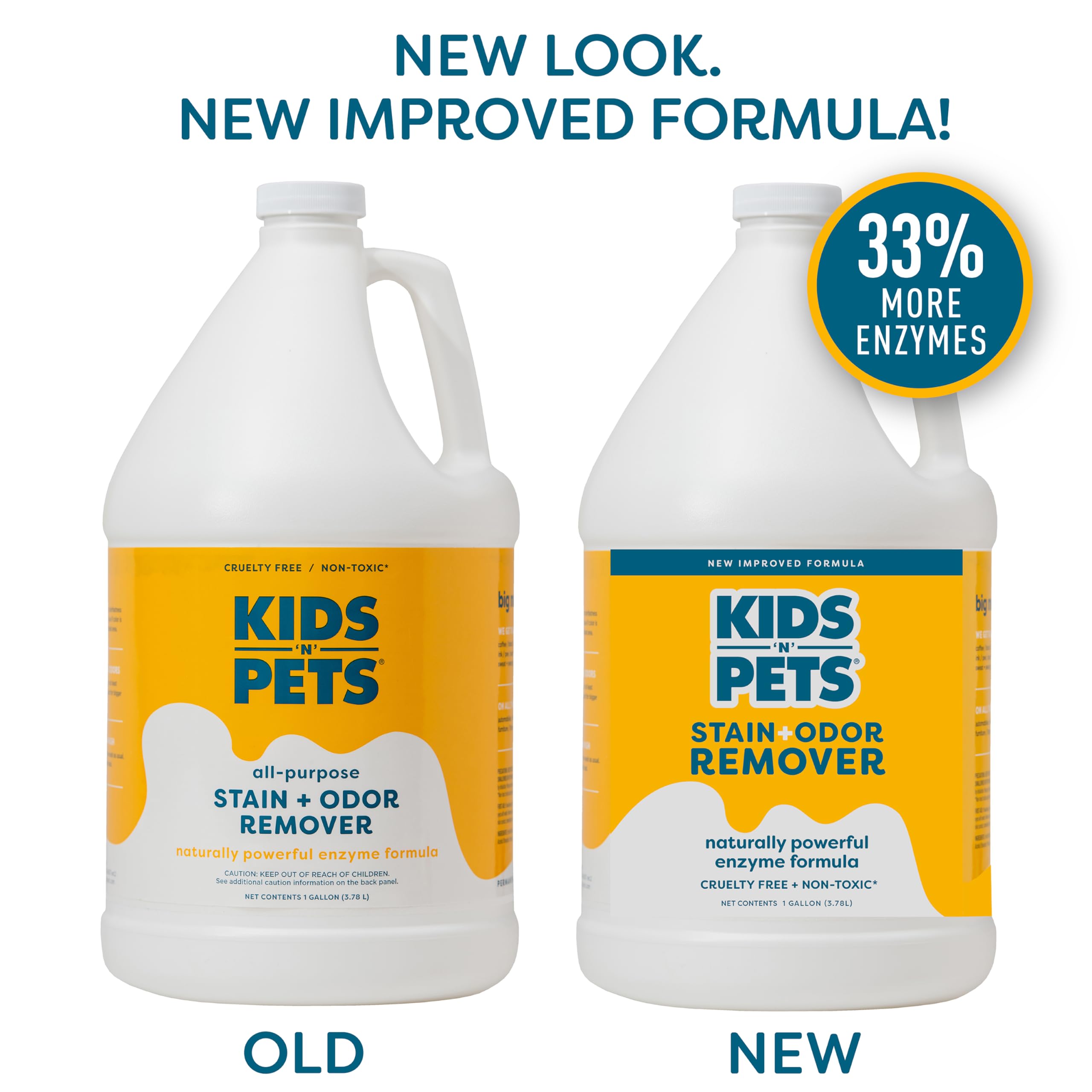 KIDS 'N' PETS Instant All-Purpose Stain & Odor Remover - Cleans Dog Pee, Cat Urine, Other Smells, Spots from Carpet, Couch, Mattress - Non-Toxic Chemicals & Child Safe Enzyme Cleaner - 1-Gallon