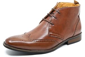 Metrocharm MC116 Men's Lace Up Perforated Wing Tip Formal Dress Ankle Boots