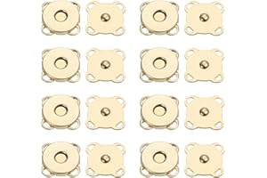 uxcell 12 Sets Magnetic Snaps Button, 10mm/0.39" Metal Plum Magnetic Sew in Clasps Button Hardware Accessories, Gold