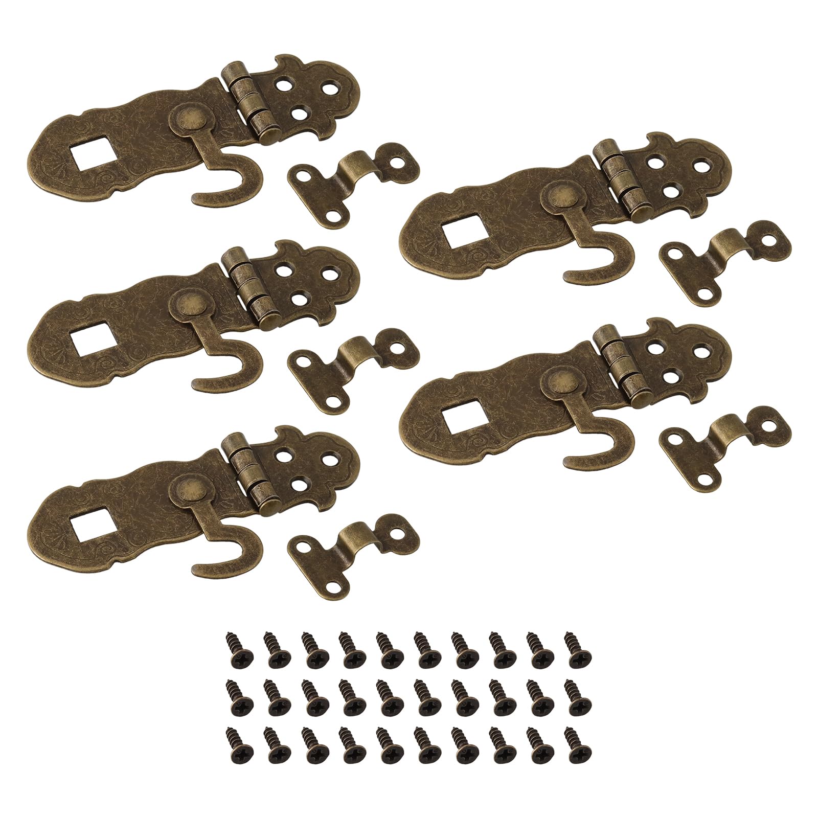 LT Easiyl 5Pcs Antique Bronze Latch Lock 72x24mm Vintage Hasp Latch Box Clasp Hasp Latch for Wood Box, Jewelry Boxes, Gift Boxes, and DIY Projects