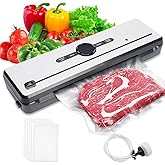 Presoviia Vacuum Sealer Machine 135W - Auto-Stop Food Sealer with Built-in Cutter, 8-in-1 Smart Modes, 5 Vacuum Bags Included, Compact Food Saver for Meal Prep, Sous Vide, Bulk Storage