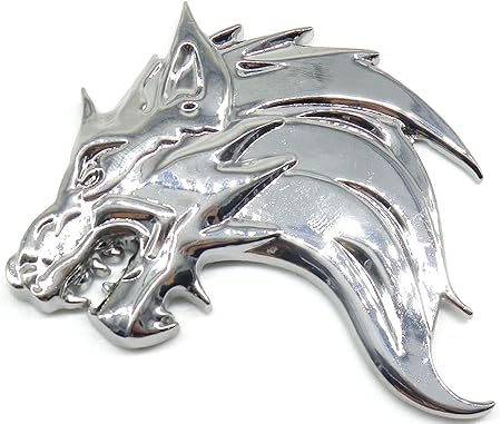 Amazon オオカミ 狼 ウルフ 車 3d エンブレム ステッカー 金属製 左 右 簡単 貼り付け 両面 テープ 付き シルバー 左向き カーアクセサリ 車 バイク