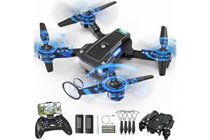 ATTOP Drone with Camera - 1080P HD FPV Camera Drone for Kids, One Key Start, Voice Control, Gestures Selfie, Foldable RC Quadcopter w/Altitude Hold, 3D Flips, 2 Batteries, Toy Gift for Boys Girls