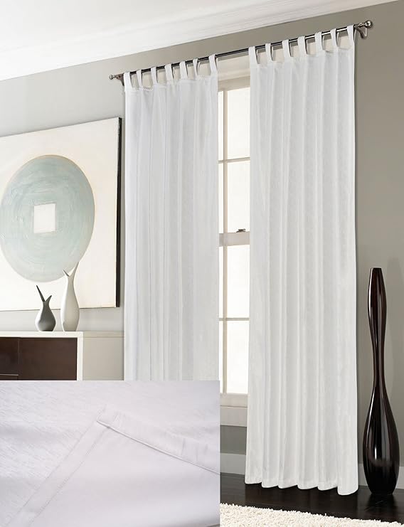 Thermo Gardine Schlaufen Vorhang Polar Fleece Rücken, matt, 245x140, Weiß, 20510