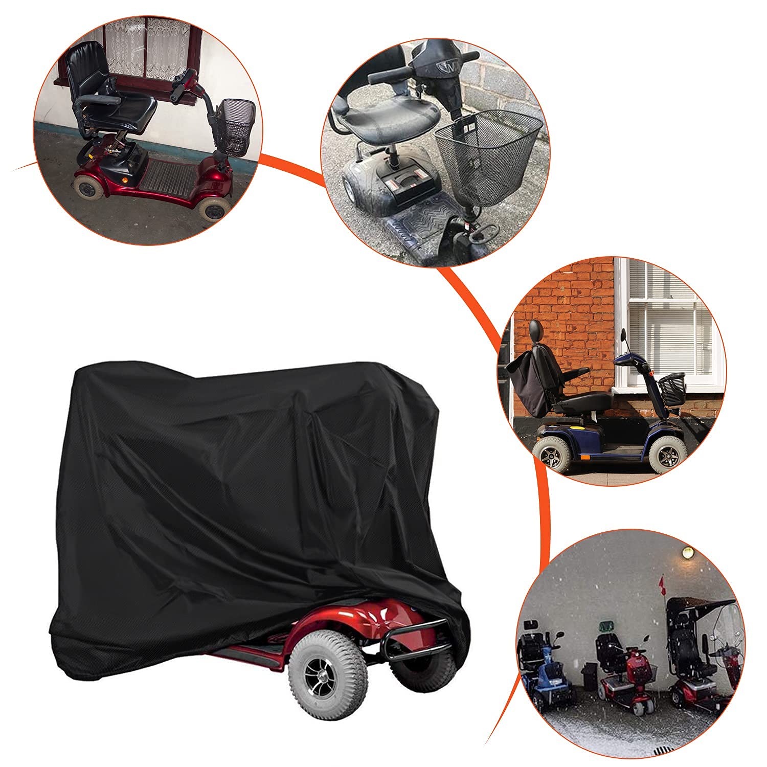 Mobility Scooter Cover,Waterproof Wheelchair Cover for Storage,Mobility Scooter Accessories for All-Weather Outdoor Protection Dust Covers - 55