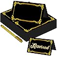 Chenkaiyang 100 Pcs Black Place Cards and Gold Pen for Weddings, Name Cards with Gold Foil Border for Table Setting Folded Table Tents Sign for Buffet Banquet Parties Events Celebrations