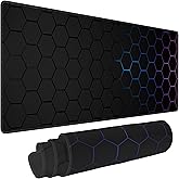 Hexagon Honeycomb Large Mouse Pad,Gaming Keyboard Desk Pad,Extended Mouse Mat Non-Slip Rubber Base with Stitched Edges for Office Game Home XL 31.5"x11.8"