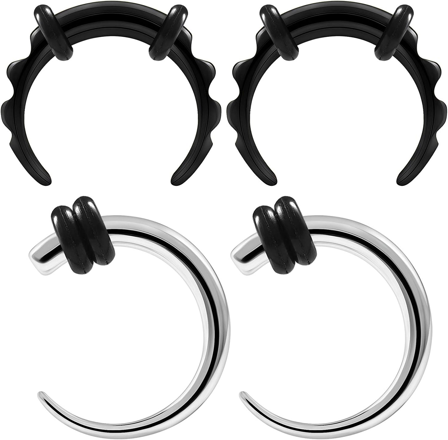 BIG GAUGES 2 Pairs Steel Black Anodized 10gauges 2.5 mm Curved Taper