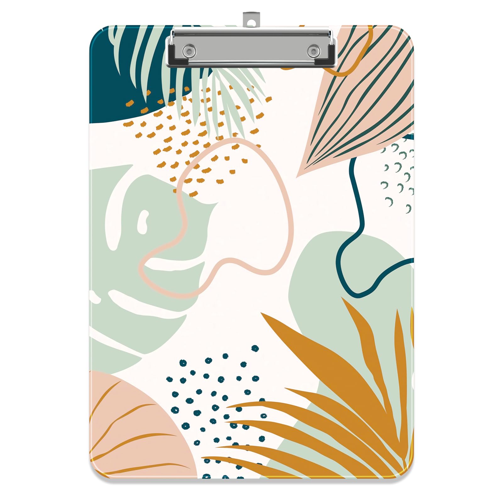Piasoenc Plastic Clipboard, Cute Decorative Clip Board, 9 x 12.5 in, A4 Standard Office Clip Boards for Nurses, Students, Office, Abstract