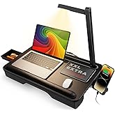 SAIJI Lap Desk with LED Light, Portable Laptop Tray with Cushion - Fits Up to 17" Laptops & MacBook, Lap Table Stand for Bed and Couch, Lap Desk for Writing and Reading