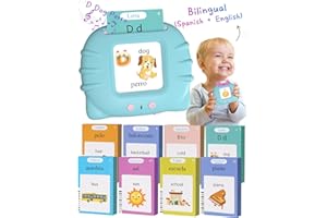 WINNROK 510 Words Spanish English Bilingual Talking Flash Cards for Toddlers 1-3, Pocket Speech Learning Montessori Toys for Kids, Sensory Therapy Preschool Educational Christmas Birthday Gifts for Boys Girls