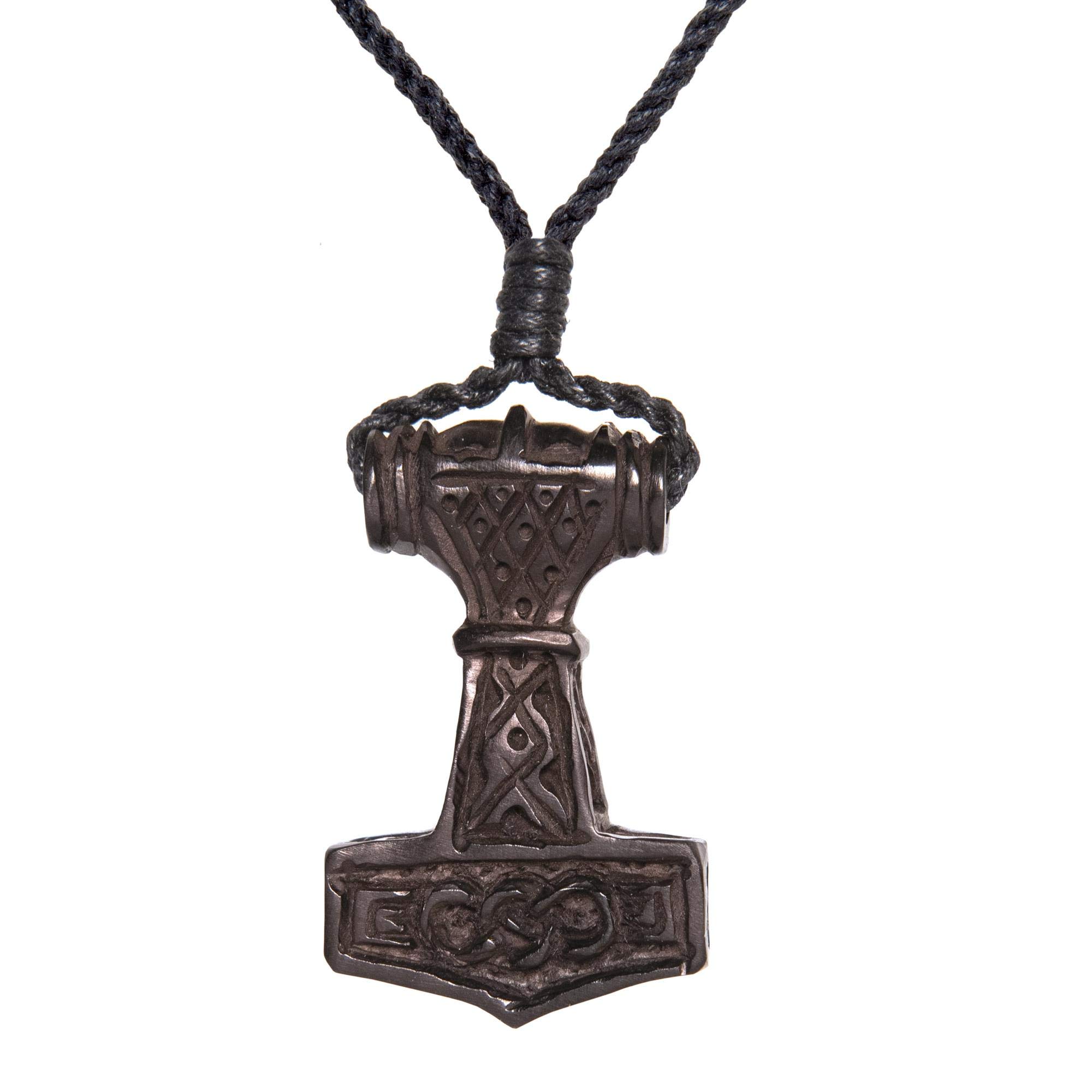 81stgeneration Hand Carved Brown Horn Engraved Thor's Hammer Necklace for Men - Norse Mythology God Amulet Pendant - Spiritual Gifts for Women - Gothic Jewellery Viking Gifts - Mjolnir Men's Necklaces