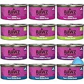 Rawz Natural Premium Canned Cat Wet Food Shredded -12 Pack Cans Variety Pack -4 Flavors with Yow Pet Lid- (Tuna &amp; Salmon, Chicken &amp; Liver, Tuna &amp; Chicken, Chicken)- (3oz Cans)