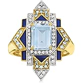 Ross-Simons 2.10 ct. t.w. London Blue, Sky Blue and White Topaz Ring With Blue Enamel in 18kt Gold Over Sterling