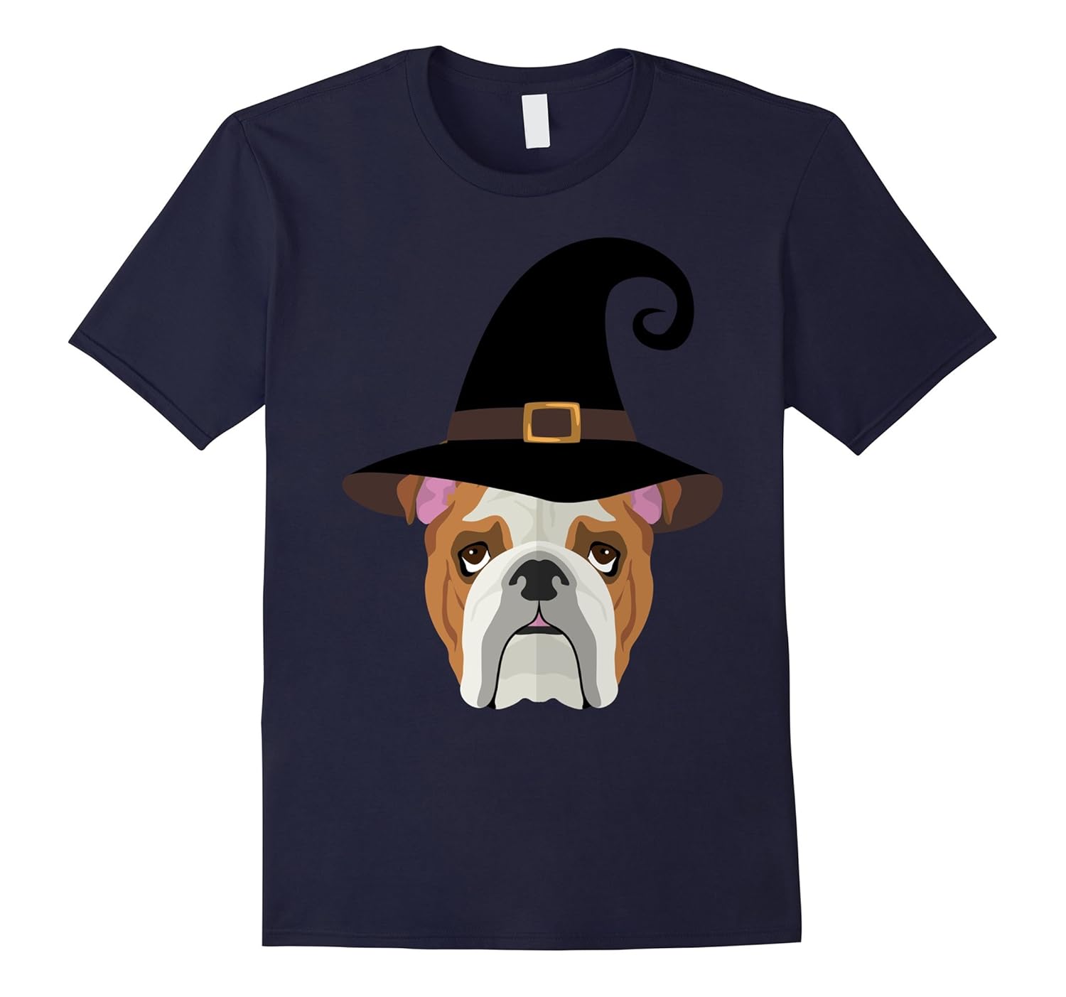 Bulldog Dog With Witch Hat Funny Halloween Tshirt-ANZ