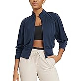 ODODOS Women's Full Zip Workout Jacket Cloud Feeling Stand Collar Long Sleeve Lightweight Athletic Yoga Tops