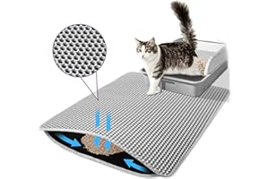 Petinstinct Cat Litter Mat, 24x18 Inch Large Honeycomb Double Layer Cat Litter Trapping Mat, Waterproof Urine Proof Cat Litter Pads, Grey