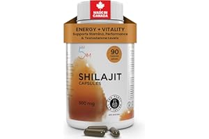 Live 5AM Pure Himalayan Shilajit 500 mg | 50% Fulvic Acid, Made in Canada, High Potency & Purity, 90 Vegan Capsules, Pure Shi