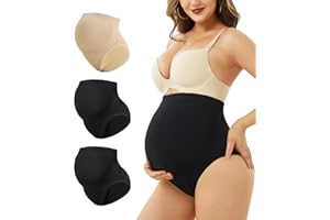 Nebility Womens Seamless Maternity Underwear High Waisted Pregnancy Panties Belly Support Briefs Over Bump 3 Pack