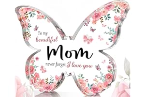 KCICEPHINE Mothers Day Gifts for Mom from Daughter Son, Unique Mom Birthday Gift Ideas,5.1x3.9 IN Butterfly Shaped Acrylic Keepsake