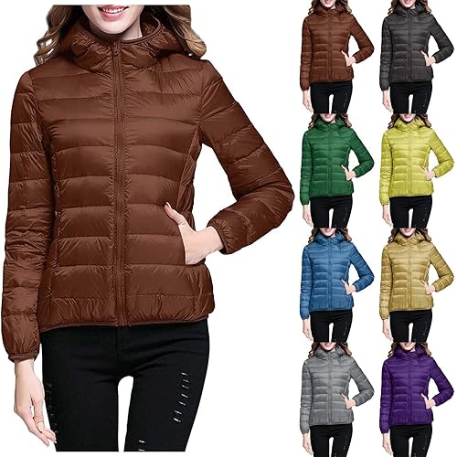 DUHGBNE winter jacketQuilted Jackets for Women Uk Winter Thicken Puffer Jackets Lined Padded Hooded Waterproof Outerwear Casual Warm Slim Fitwarm for women uk waterproof
