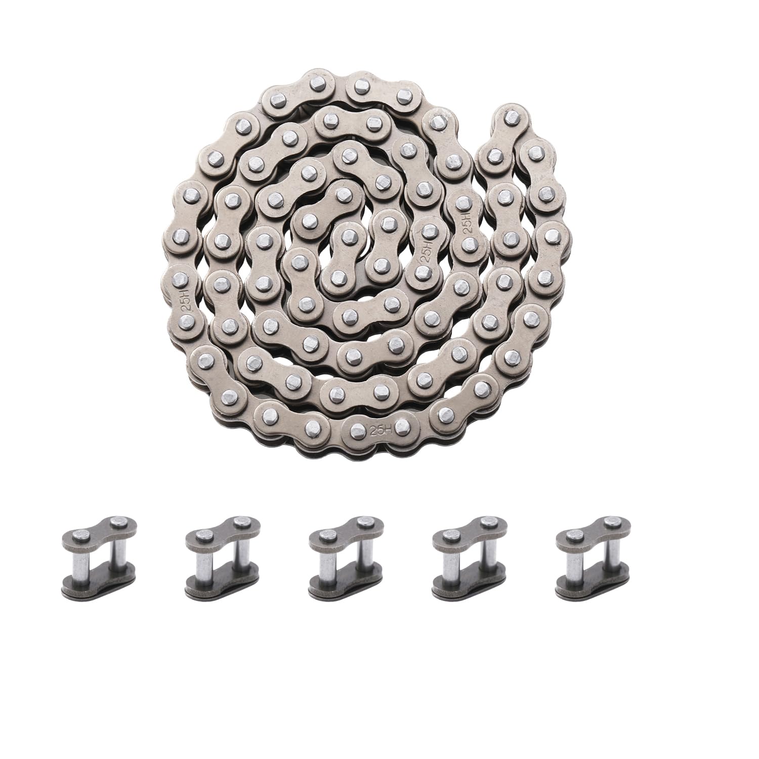 KAMIER #25 Roller Chain 74 Links with 5pcs Master Link Replacement for Razor E100 Power Core Glow E125 E150 E175 Electric Scooter 25H Drive Chain Heavy Duty E100 Series Parts