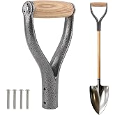 Shovel D Grip Handle, 1.26&rdquo; Inner Diameter Metal Shovel Replacement Handle | Wooden Spade Grip with 4 Rivets,Spade Snow Scoop Digging Raking Tools Snow Shovel for Garden Digging Raking Tool