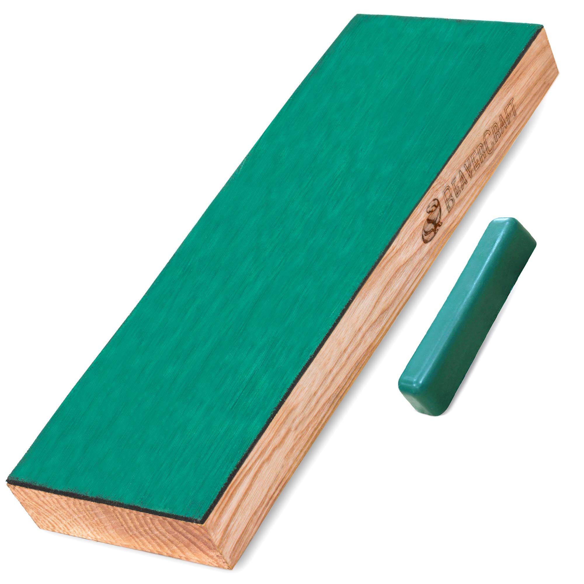 BeaverCraft Leather Strop for Knife Sharpening - Stropping Leather with Polishing Compound - Knife Strop Block for Knives, Chisel, Tool Sharpening - Stropping Kit 20cm LS4P1 with Honing Compound