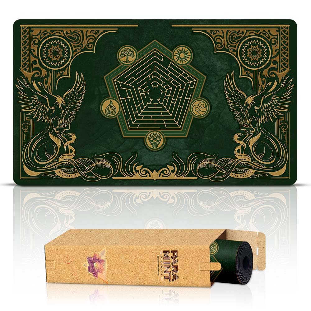Paramint Emerald Phoenix (Stitched) - MTG Playmat - Compatible with Magic the Gathering Playmat - Play MTG, YuGiOh, TCG - Original Play Mat Art Designs & Accessories — image 1
