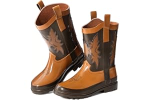Furuian Western Kids Rain Boots for Boys and Girls Children Waterproof Shoes Cowboy Boots Toddler Rain Boots Water Boots