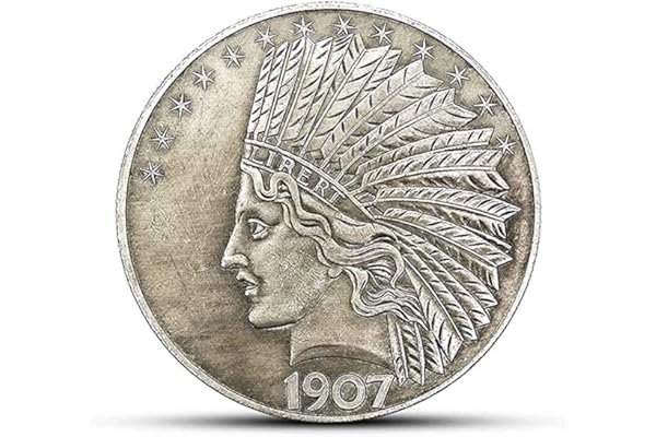 YukaBa MarshLing Antique Liberty Indian Head Ten-Dollars Coin - Great American Commemorative Old Coins- Uncirculated Morgan Dollars-Discover History of US Coins Perfect Quality