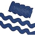 GORGECRAFT 10 Yard 1.58 Inch Jumbo RIC Rac Trim Rick Rack Wave Bending Fringe Lace Trimming Ribbon Large Sewing Braided Woven Fabric for Crafts Wrapping Wedding Cloth(Prussian Blue)