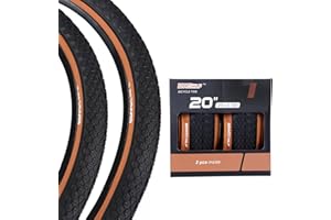 BWSHLF Replacement Mountain Bike Tires, 20/24/26/27.5/29Inch Size, 2 Pack Black Folding MTB Bicycle Tire, Black/Brown Side