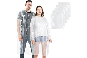 BFONS 5 Pack Rain Ponchos for Adults, Waterproof Ponchos Pack for Theme Parks, Outdoors Rain Coats for Women Men, Disposable Clear Rain Jackets for School, Camping, Hiking, Travelling, Sporting Events