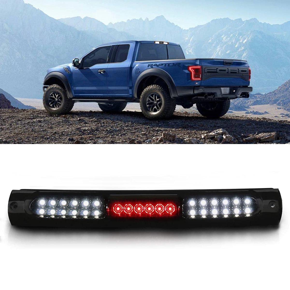 Photo 1 of For 1997-2003 Ford F150 LED 3rd Third Tail Brake Light High Mount Stop Light Rear Cargo Lamp (Black Housing Smoke Lens)