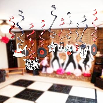 Sunbeauty Rock And Roll Theme Party Foil Swirl Decorations Star