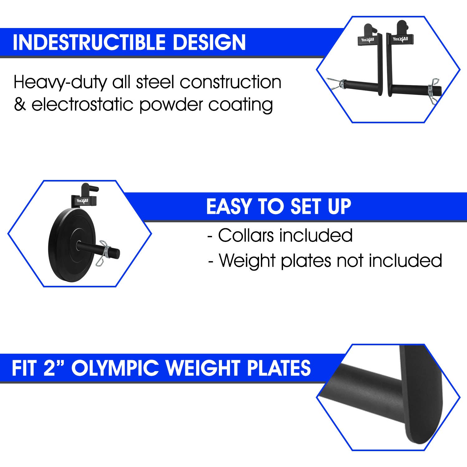 Yes4All Farmers Walk Handles for Grip Strength & Body Building Workouts - Support up to 330LBS (Pair)