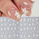 White Flower Nail Art Stickers Decals 3D White