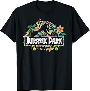 Jurassic Park Floral Tropical Fossil Logo Graphic Tees T Shirts for Men and Women
