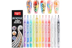 FCOZPJK Nail Art Graffiti Pen Set 12Pcs Waterproof Drawing Marker Pen For Nails Neon Enamels Black White Quick Dry Nail Art Painting Pen DIY Abstract Lines Pen for Nail Art Nail Salon Supplies