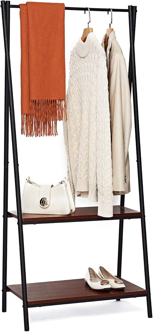Suhu Perchero Burro de Pie con Zapatero 2 Estantes Perchas Ropa