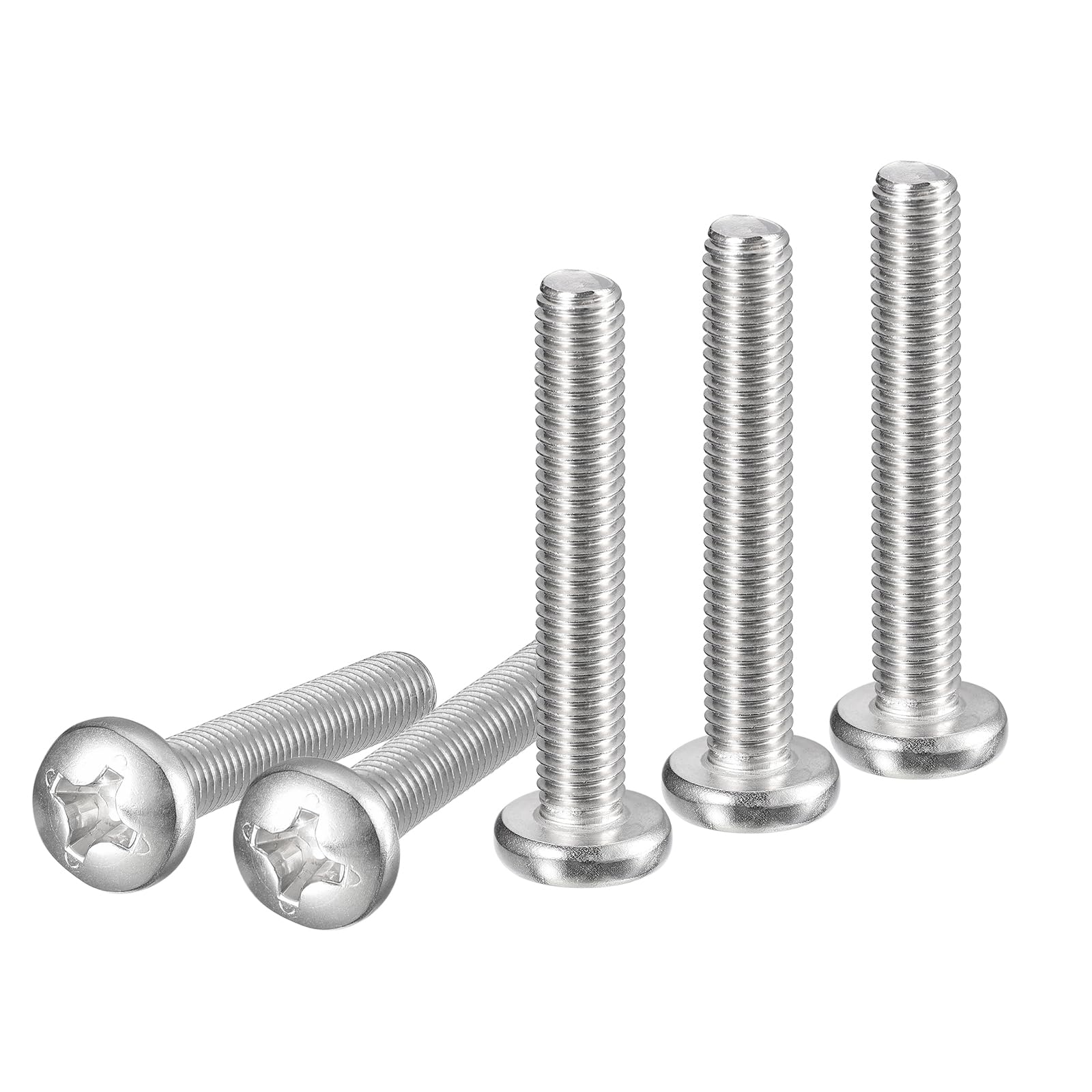 DTGN M8x50mm Pan Head Machine Screws, 25Pcs 304 Stainless Steel, Phillips Drive, Metric Coarse Full Thread, Bright Finish, Screws Bolts Kit — image 1