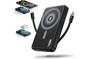 TRYETAS 2025 Latest Magnetic Wireless Power Bank, 16800mAh Portable Charger with 2 Built in Cables, LED Display Magnetic Battery Pack Travel Essentials for iPhone 16/15/14/13/12/Pro/Mini/Pro Max Andriod