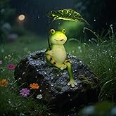 XMHBCSM Solar Garden Statues Frog Garden Decor Figurine Lights with Umbrella for Outside,Yard Decorations Outdoor Patio Decor,Gardening Gifts for Women Mother's Day