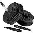 FANSPRO 2 Pack 700 x 23-25c Road Bike Inner Tubes, 60mm Presta Valve Premium Quality Butyl Inner Tube with 2 Tire Levers