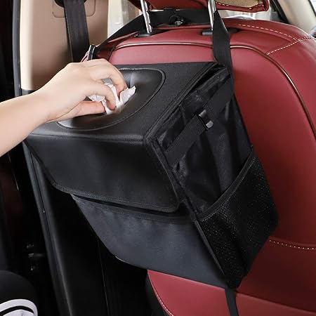 Amazon 車用 ゴミ箱 ごみ箱 倒れない くるま用 ト おしゃれ ボックス 収納ポケット おもり付き 転倒防止 蓋つき マジックテープ付き コンパクト 折り畳み可能 大容量 小物入れ 収納簡単 防水可能 洗濯可能 固定可能 簡単に取付可能 Godinexile 車用ゴミ箱 車 バイク